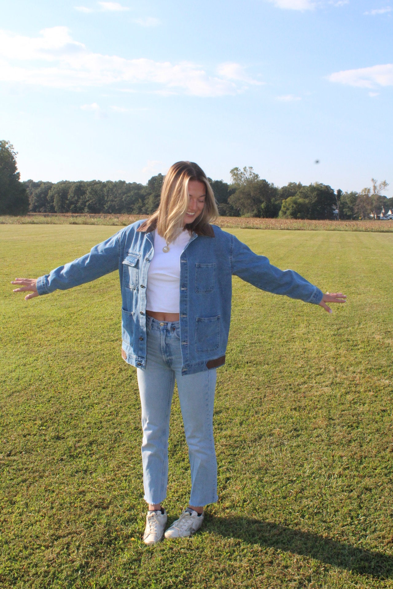 Denim Jacket with Contrast Collar