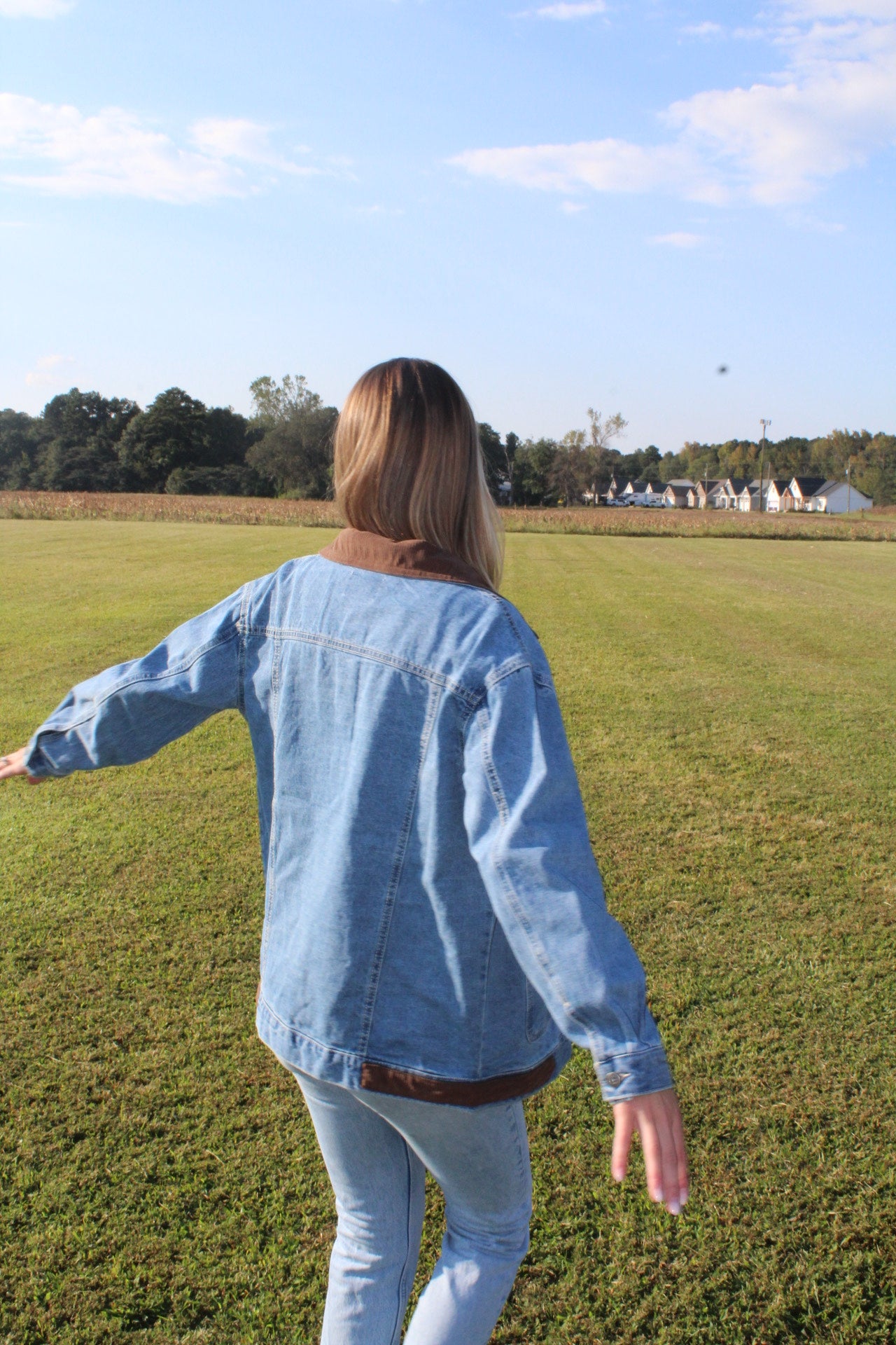 Denim Jacket with Contrast Collar