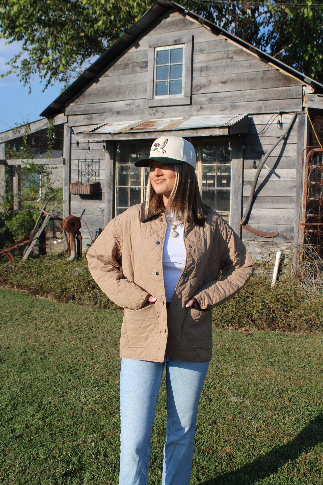 Khaki Quilted Puffer Jacket