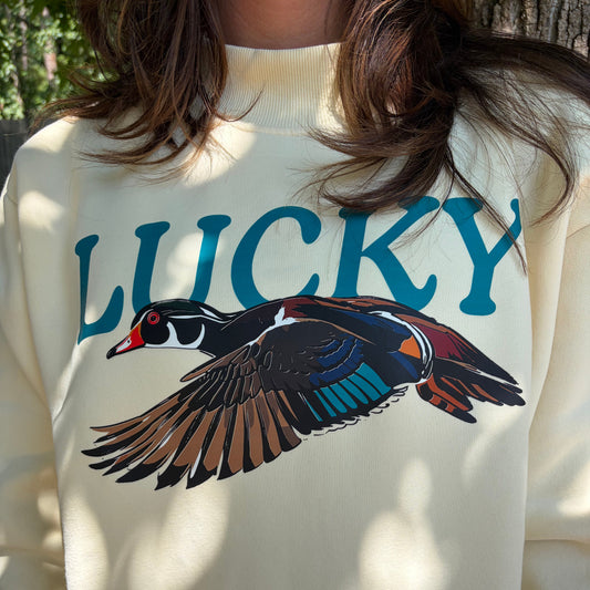 Lucky Duck Mock-Neck Crew Sweatshirt