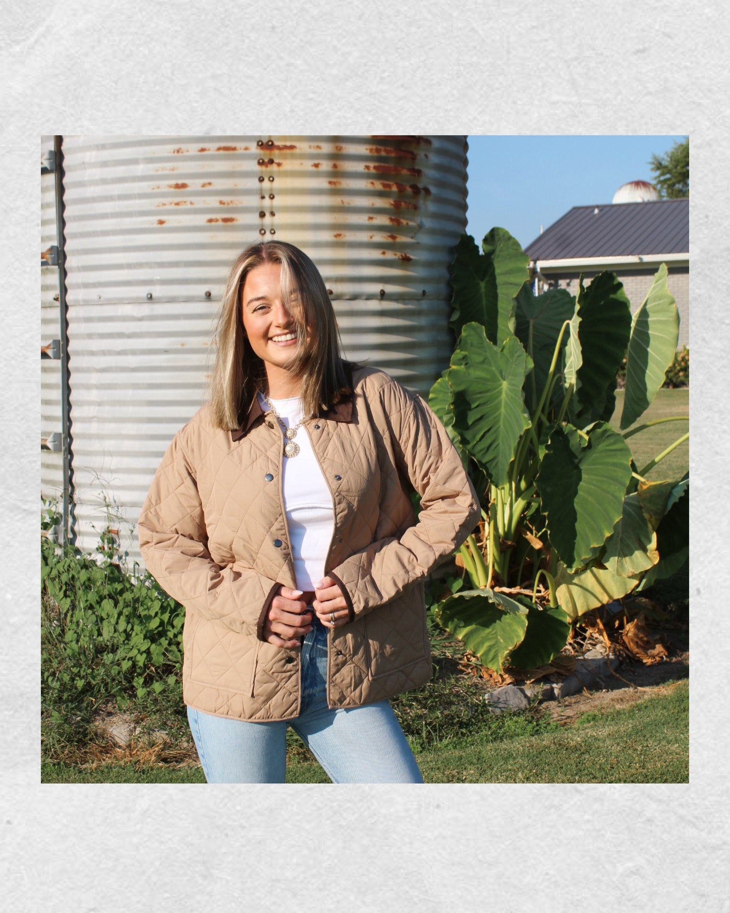 Khaki Quilted Puffer Jacket