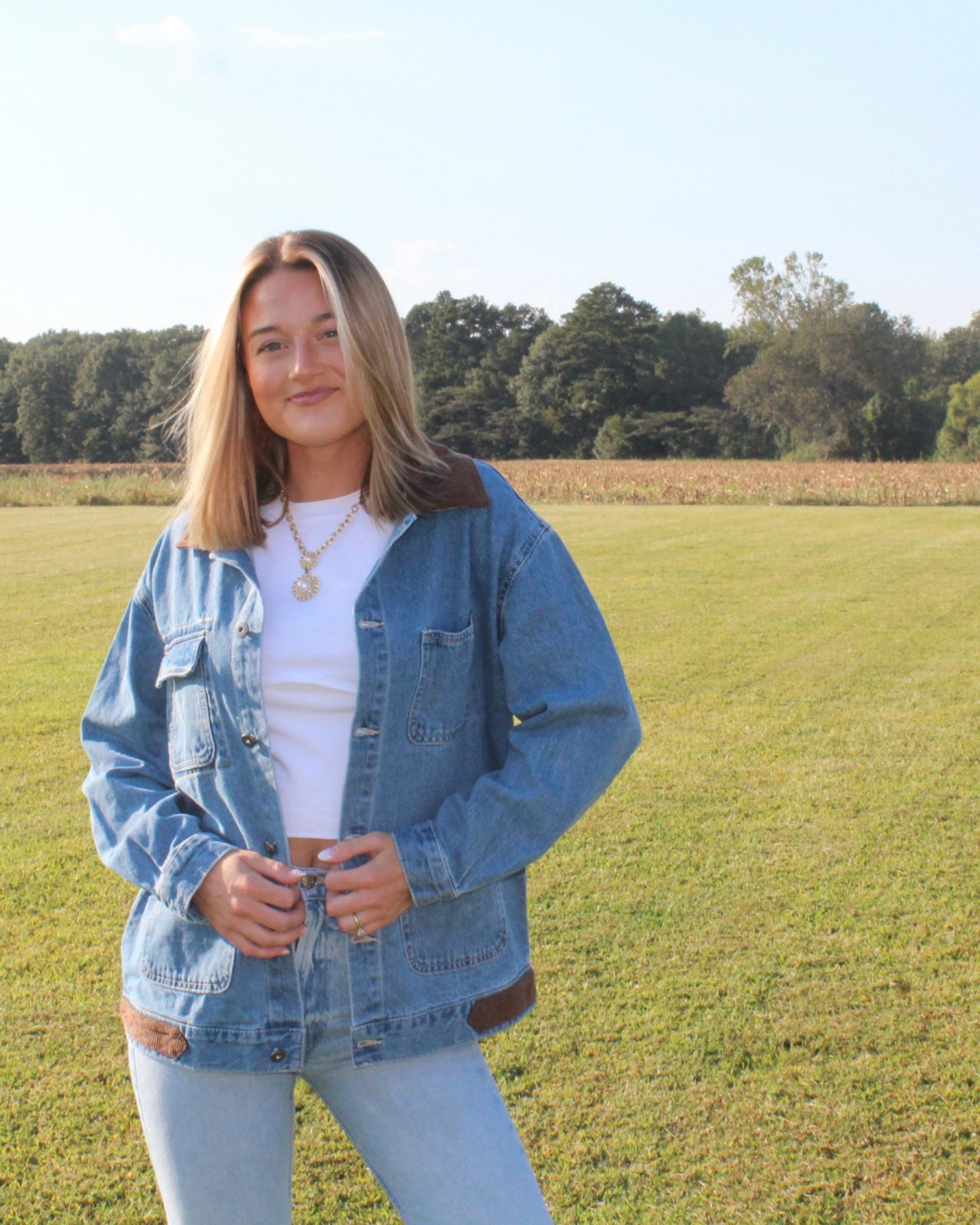 Denim Jacket with Contrast Collar