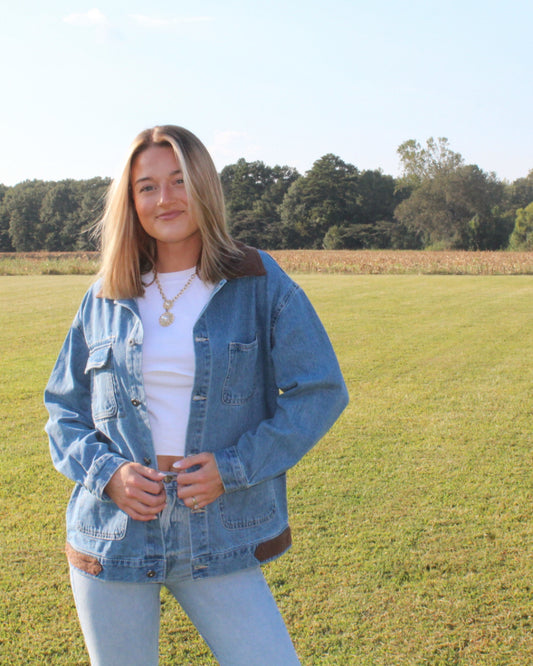 Denim Jacket with Contrast Collar