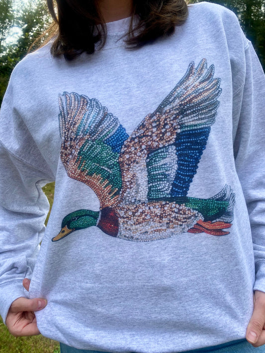 Faux Bedazzled Duck Graphic Sweatshirt