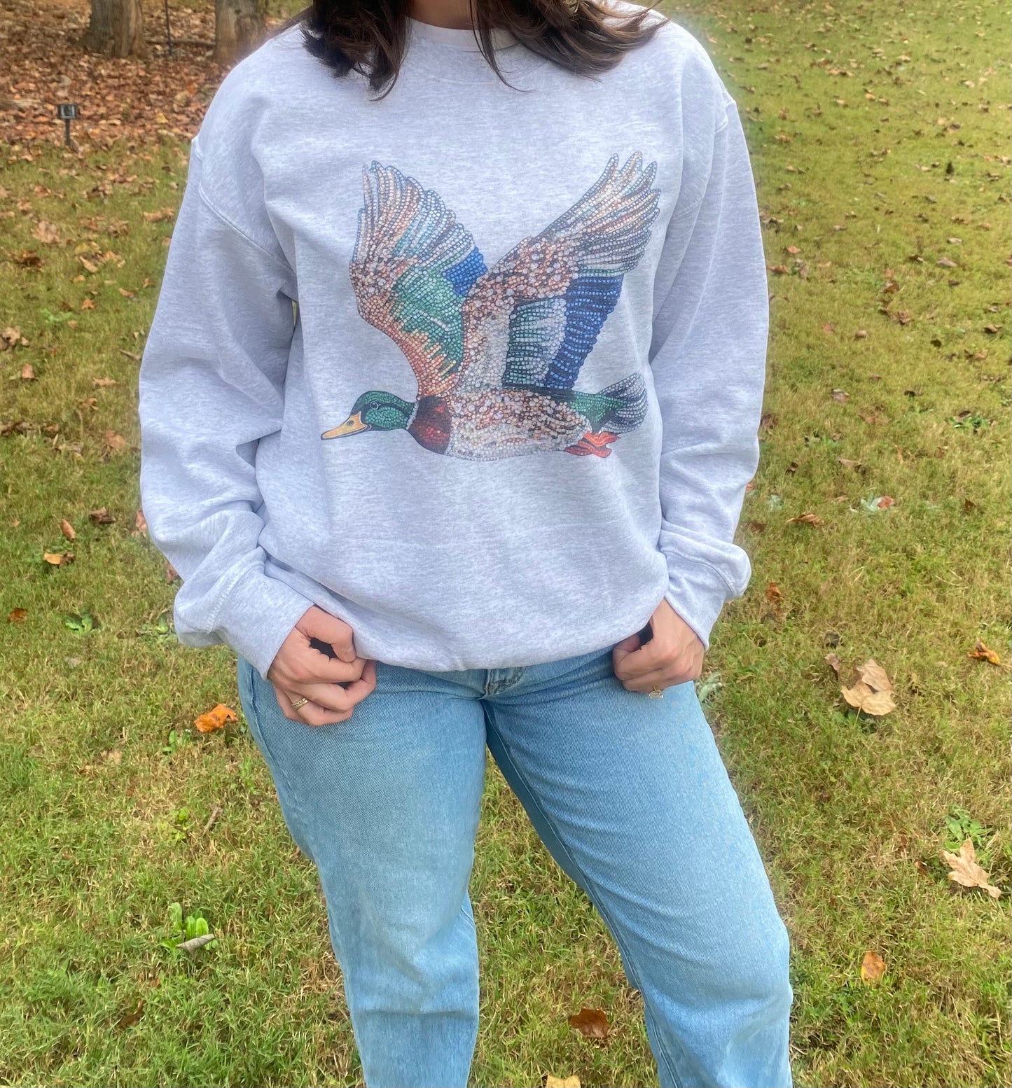 Faux Bedazzled Duck Graphic Sweatshirt