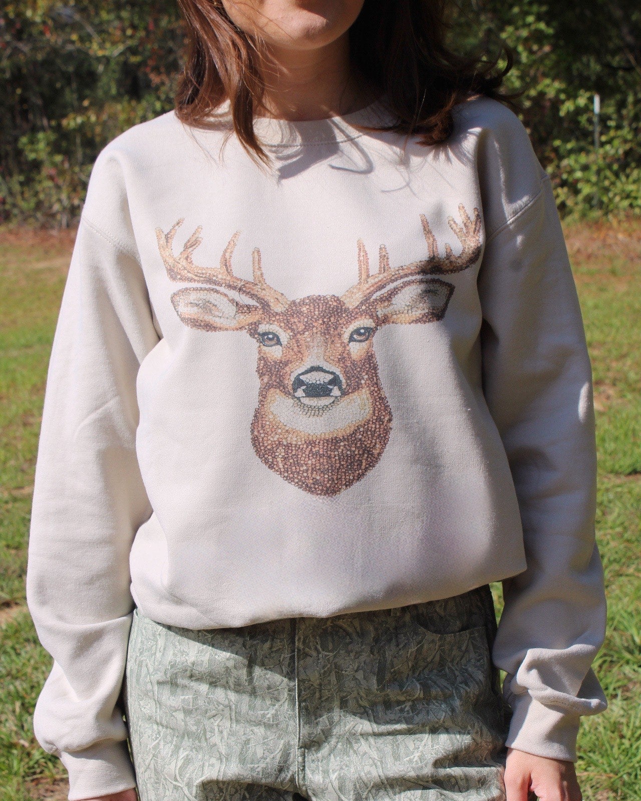 Faux Bedazzled Buck Sweatshirt
