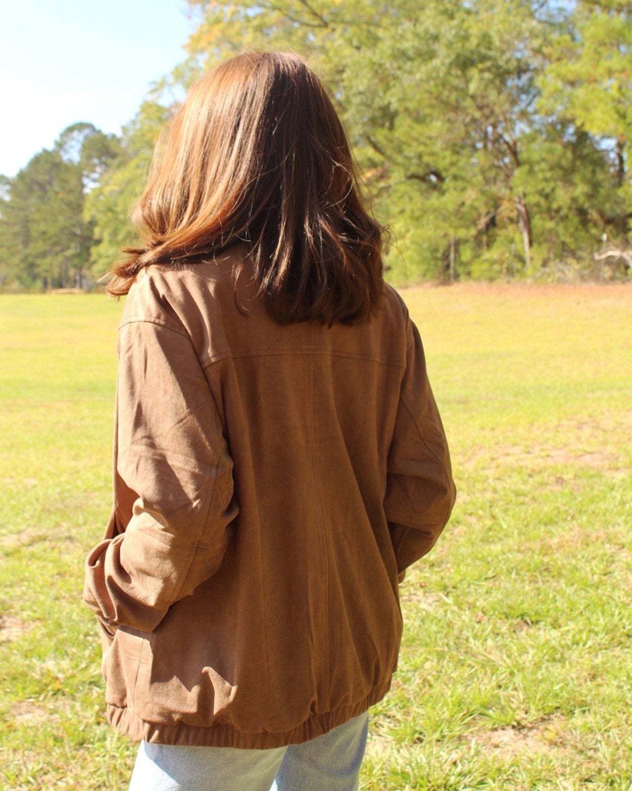 Suede Oversized Bomber Jacket