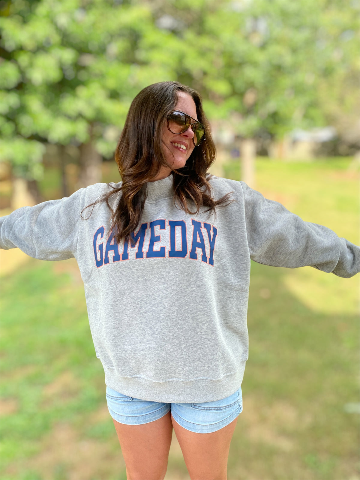 Navy & Orange Gameday Mock-Neck Sweatshirt