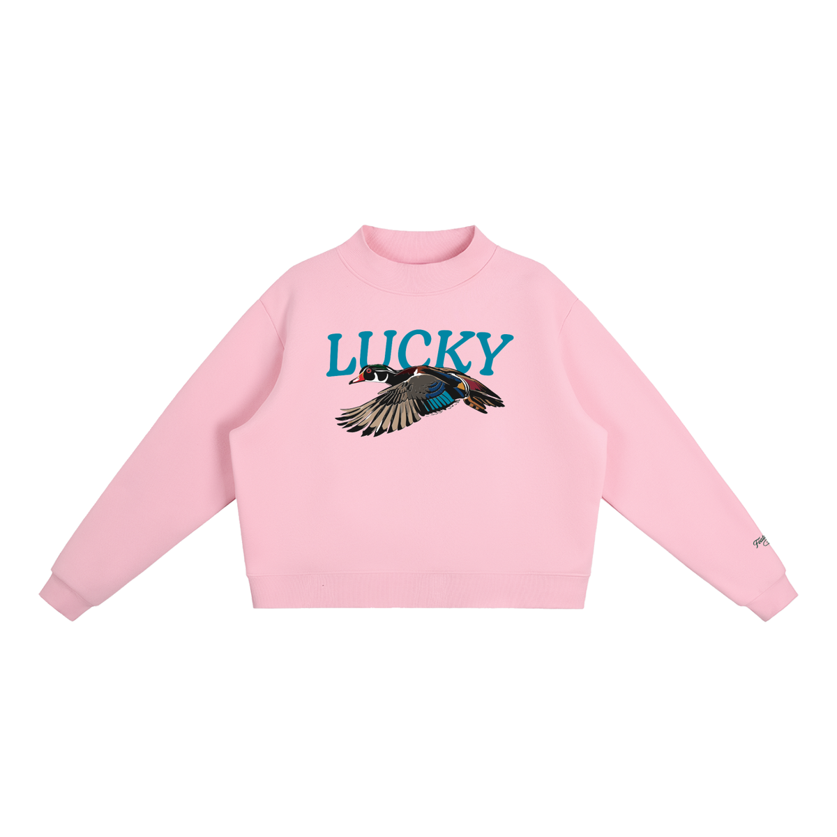 Lucky Duck Mock-Neck Crew Sweatshirt