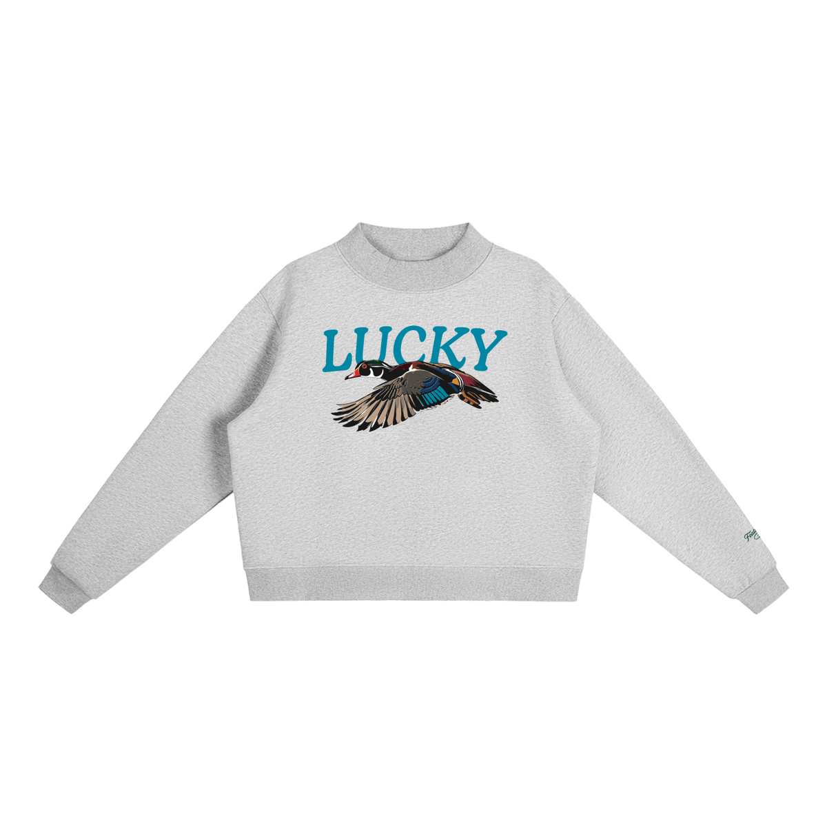 Lucky Duck Mock-Neck Crew Sweatshirt